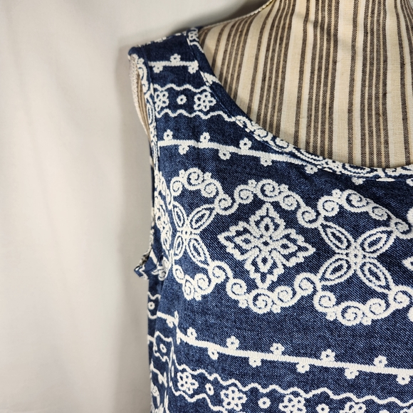 Perceptions Petite Blue & White Textured Pattern Sleeveless Dress Size PXL - Picture 2 of 8